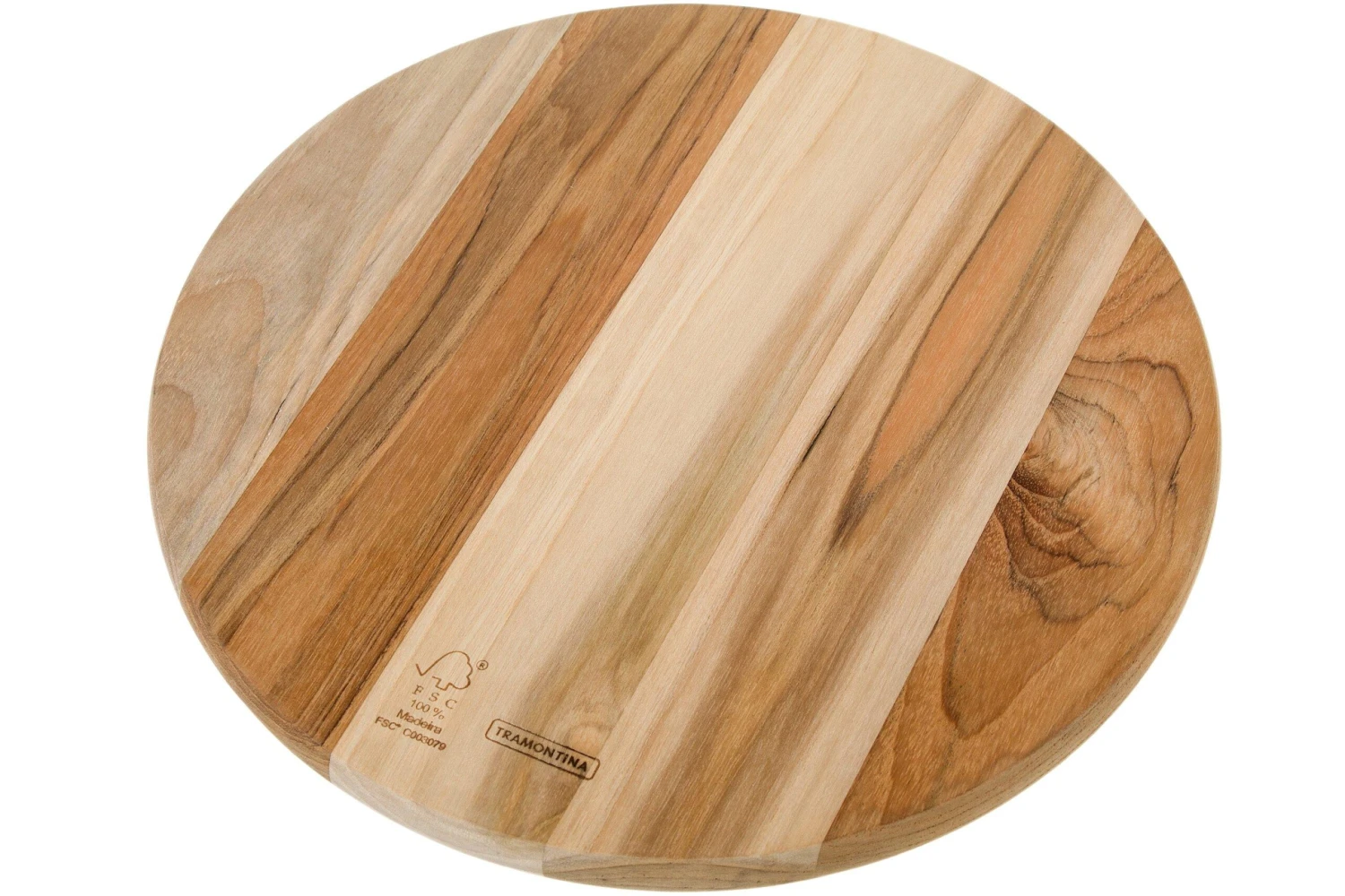 Tramontina Churrasco Tabla De Cortar Redonda Madera De Teca 26cm - Imagen 2