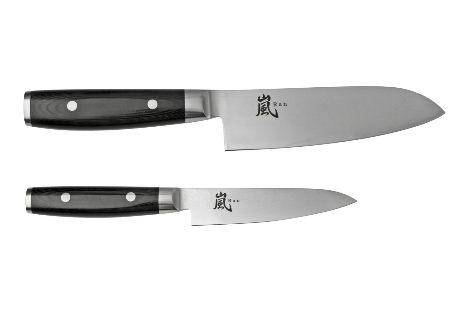 Yaxell Ran 36056, Juego De Cuchillos De 3 Piezas Santoku 16,5 Cm, Cuchillo Multiusos 12 Cm Y Afilador De Cuchillos - Imagen 2