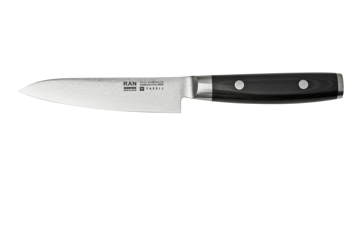 Yaxell Ran 36056, Juego De Cuchillos De 3 Piezas Santoku 16,5 Cm, Cuchillo Multiusos 12 Cm Y Afilador De Cuchillos - Imagen 3